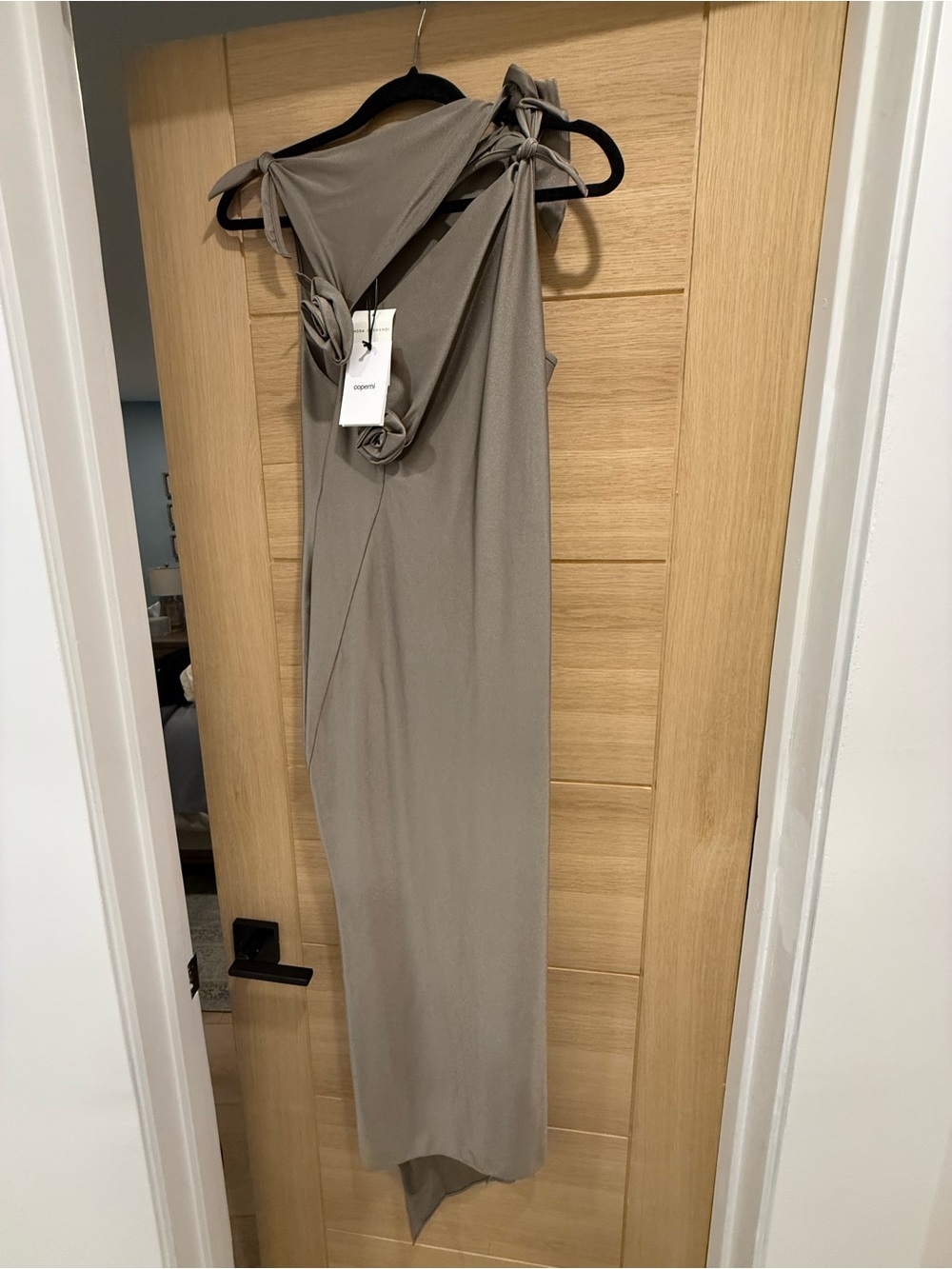 Coperni Tie Detail Dress in Taupe
